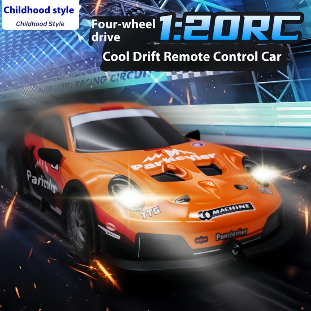 Alloy RC Drift Car 1:24 Scale 4WD 28KM/H with Drift Tires LED Lights Barricades & 2 Batteries — image 4