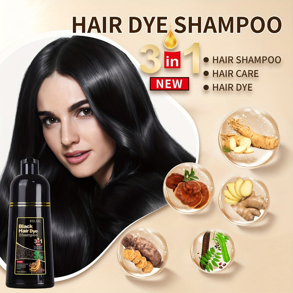 Hair Dye Shampoo, RILSIC Three-Pack of 500ml Bottles in Black, Brown, Dark Brown or Chestnut Brown — image 8