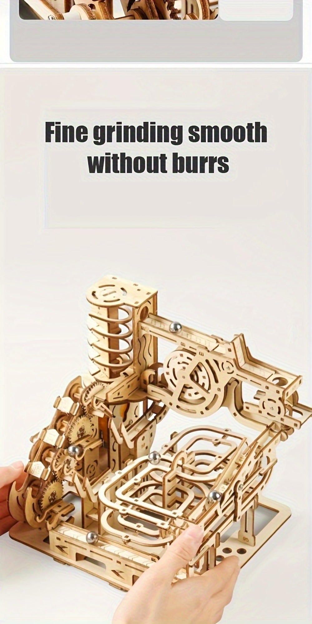Wooden Marble Track Model Kit with Dual-Linkage A or B Builds, Laser-Cut Panels, Gears and Ball Rails — image 19
