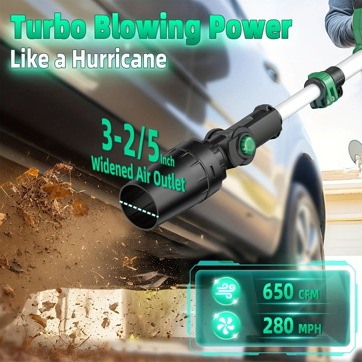 KIMO 20V Cordless Leaf Blower with Telescoping Tube, Three-Speed Label, Charger and One- or Two-Battery 4000mAh Sets — image 