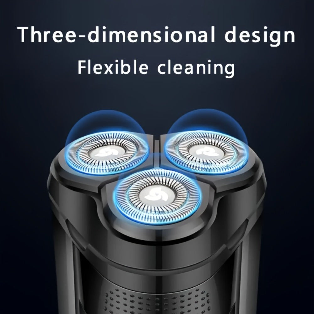 Electric Shaver Cordless Rotary Grooming Kit with USB Charging Cable in Blue or Black for Daily Use — image 2
