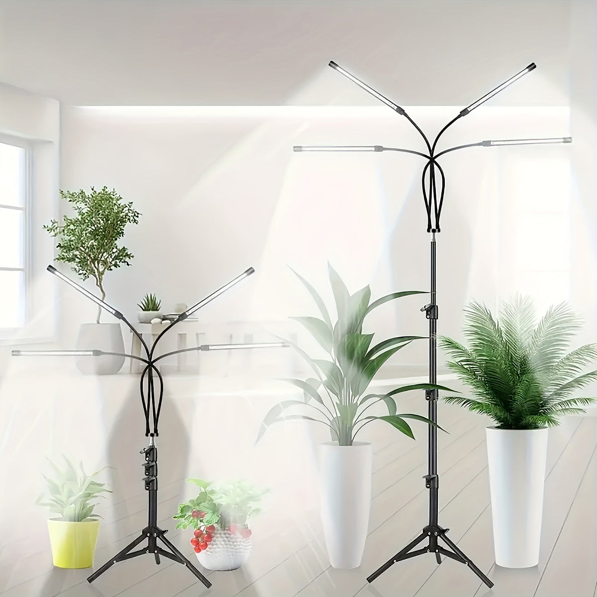 USB Tripod LED Plant Lamp with 4, 5 or 6 Flexible Heads and Adjustable 29-61in Floor Stand — image 2