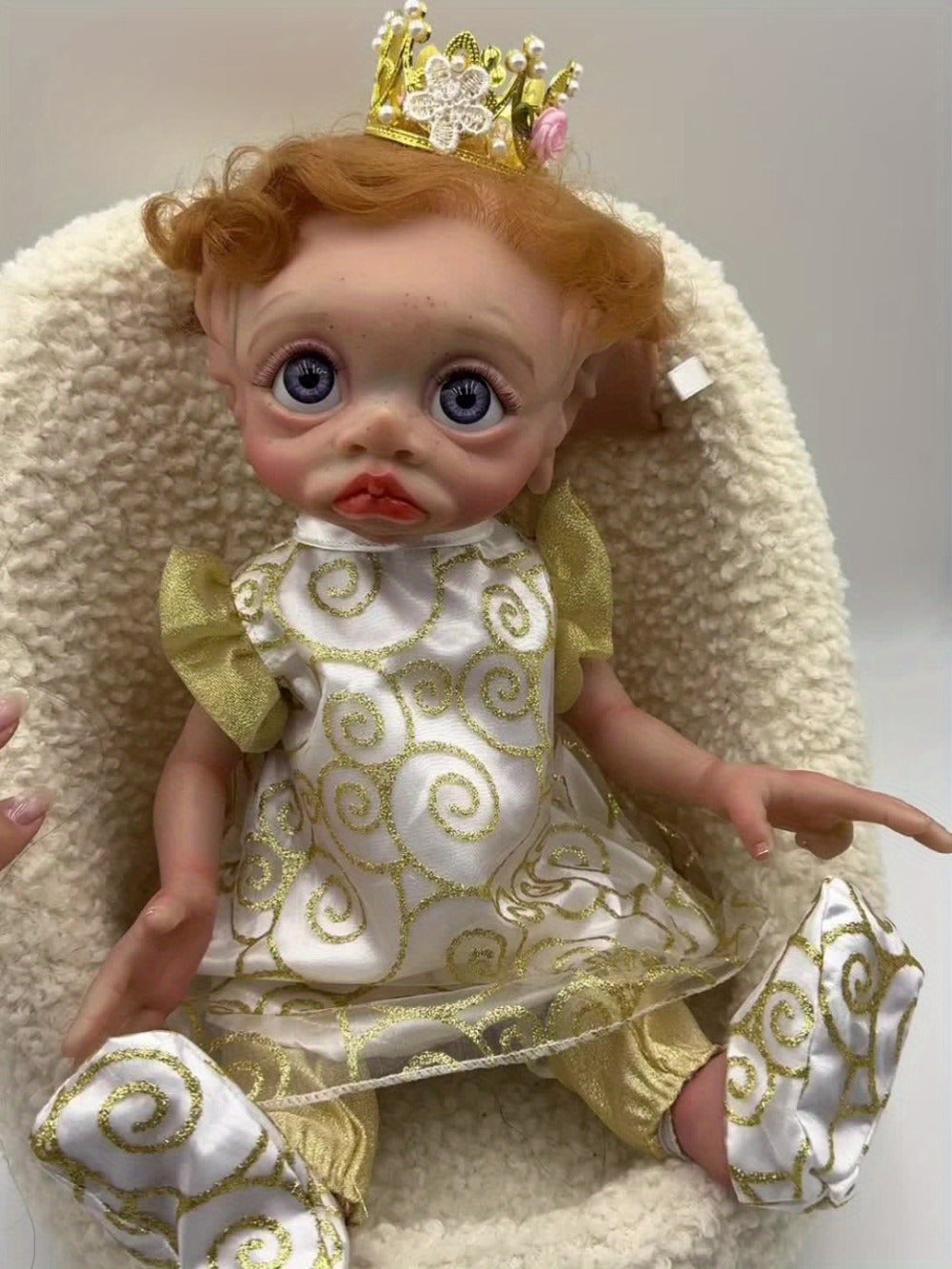 Fairy Elf Reborn Doll 15 Inch Vinyl Full Body Hand-Painted Collectible Art Doll with Wavy Hair & Crown — image 13
