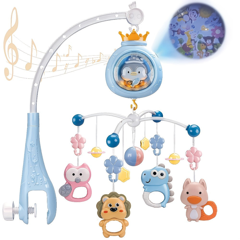 Baby Musical Crib Mobile with Music & Lights Projection, Take-Along Rattle & Music Box, Owl, Star & Penguin Styles — image 11