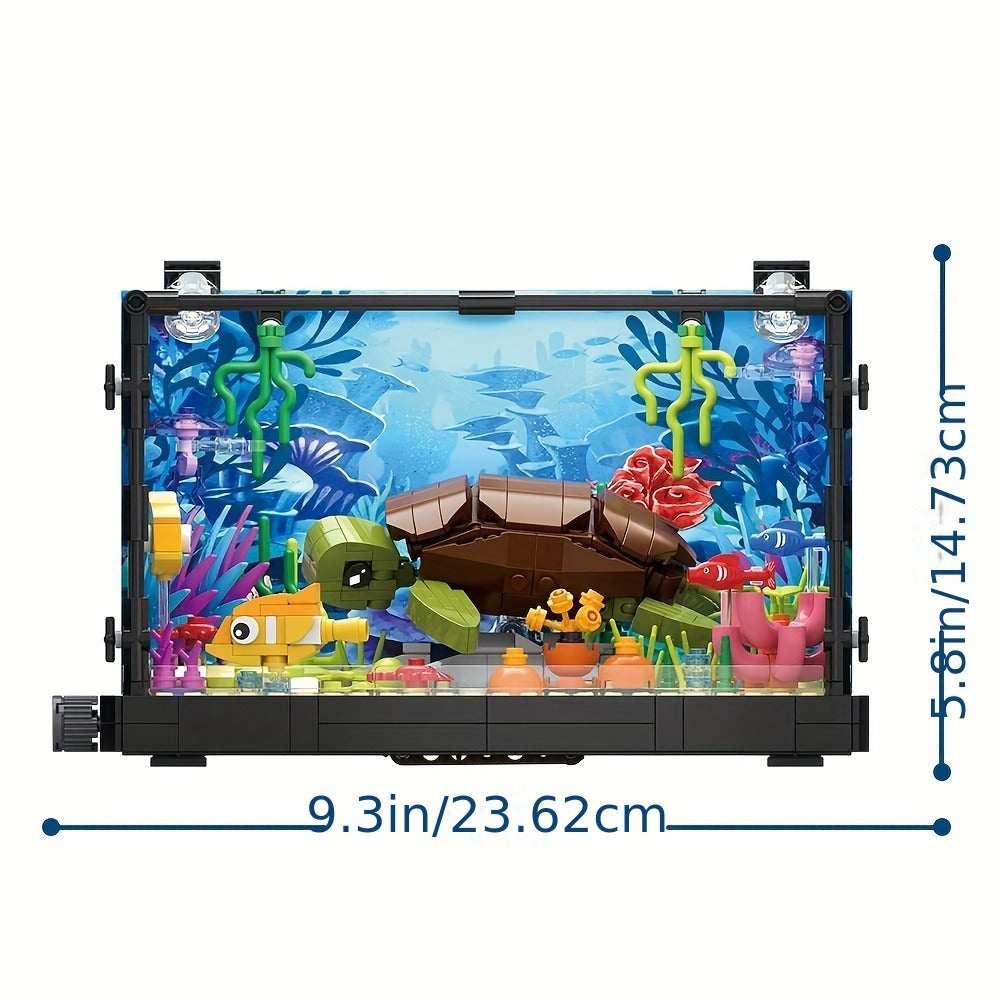 Building Block Set Marine Turtle Aquarium Model MY072 with Framed Underwater Scene and Hanging Sea Details — image 2