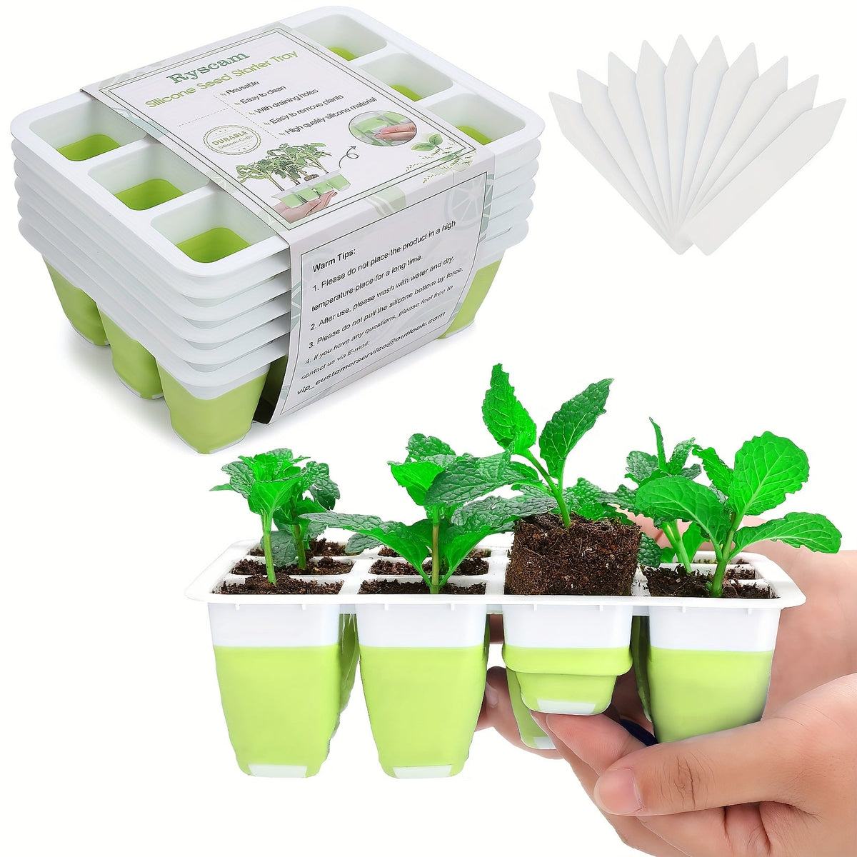 Seed Starting Tray with Flexible Pop-Up Units | Easy Transplant No Root Damage | Optimal Drainage | Reusable Seedling Tray 2p