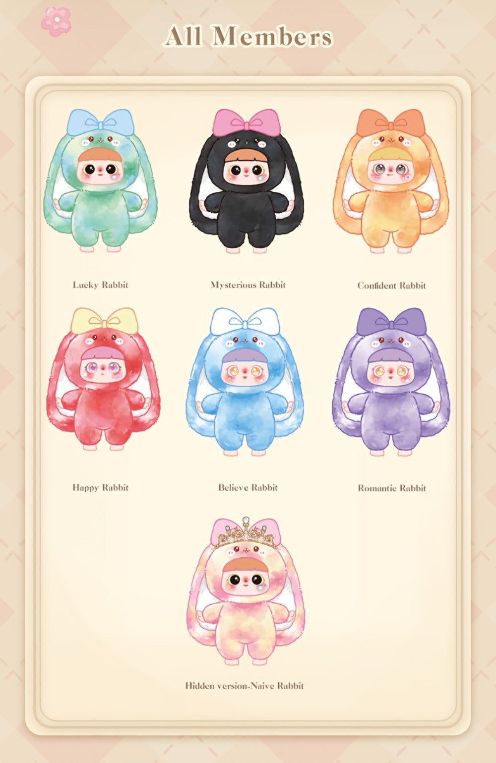 Plush Toy Kawaii Rabbit with Detachable Face Panel and Assorted Character Styling for Display — image 16