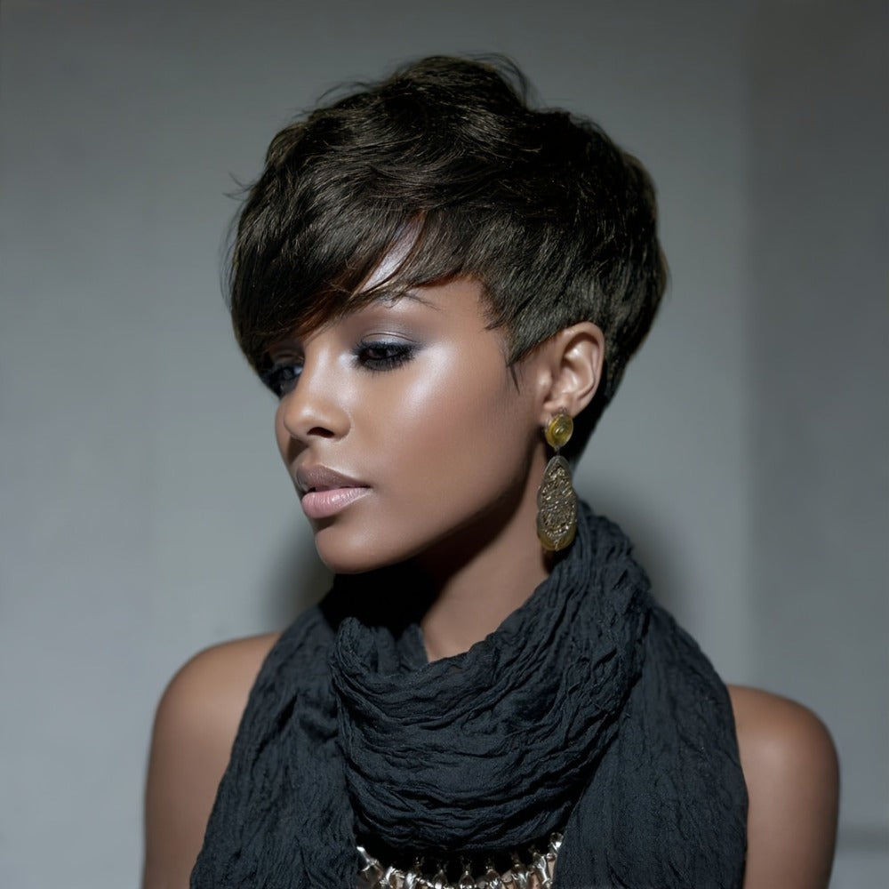 Synthetic Wig 6-Inch Short Straight Style with Rose Net Cap in Six Brown-Black Color Codes — image 12