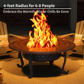 43-Inch Round Fire Pit Table with Two Cooking Grates, Center Lid, Perforated Bowl and Long Poker — image 5