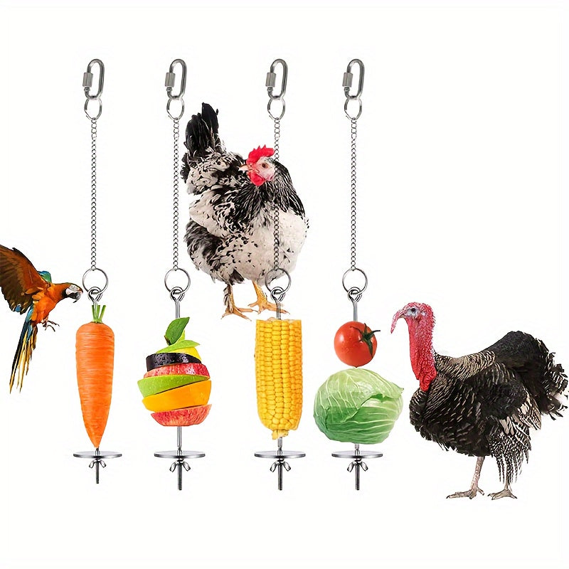 Chicken Feeder Skewer Stainless Steel Hanging Fruit Veggie Double Nut for Grilling, Camping and Outdoor Meals — image 3