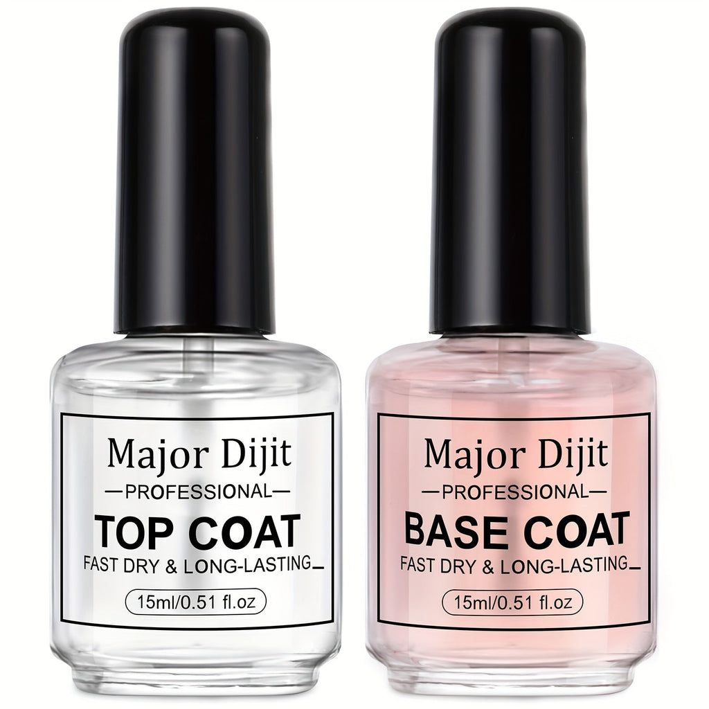 Nail Base Coat and Top Coat Kit – High Gloss Long-Lasting Air Dry Non-Gel Nail Care Set with Nutrient Oil & Drying Agent — im