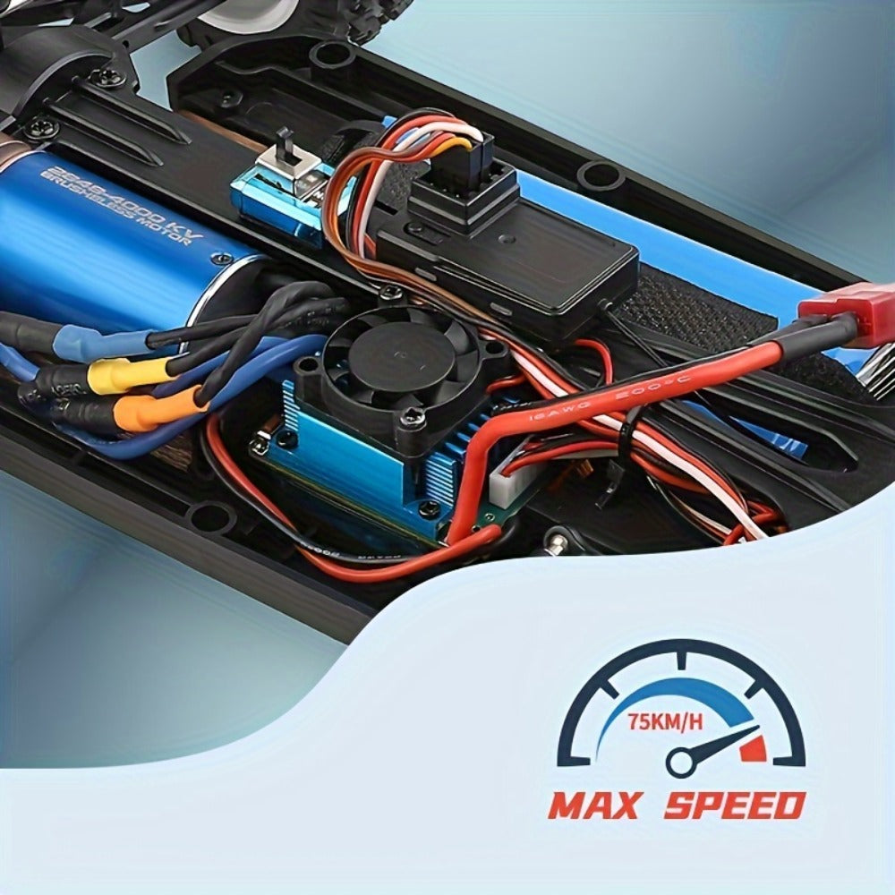 Remote Control Car, Wltoys 124017 Brushless 4WD Off-Road Racer with 75KM/H Source Speed and Two 7.4V 2200mAh Batteries — imag