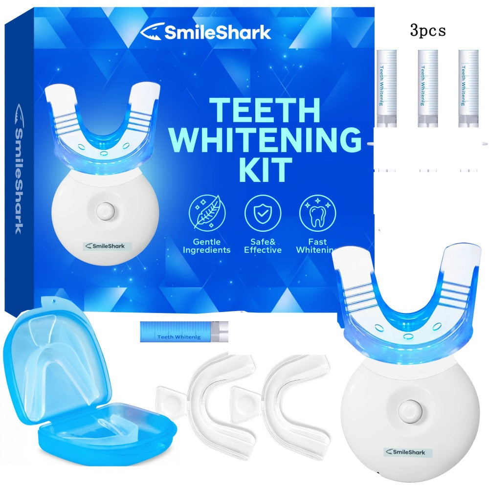 Battery-Powered LED Teeth Whitening Kit with Three Gel Syringes, Mouth Trays and Storage Case — image 1