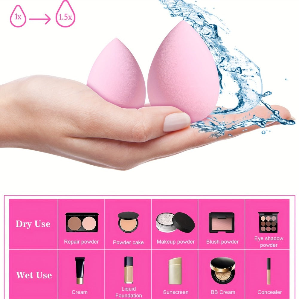 Makeup Brush Set, 46-Piece Nylon Bristle and ABS Handle Kit with Triangle Puff, Foundation Puff and Face-Eye Tools — image 10