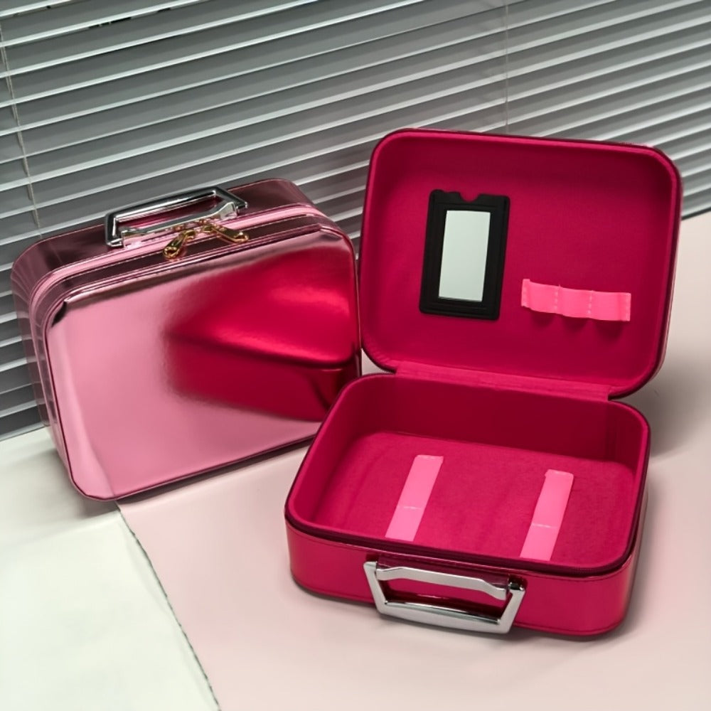 Glitter Makeup Travel Case Hard Shell Large Capacity Flat Lay Organizer Luxury Cosmetic Storage Box for Women Portable Fits i