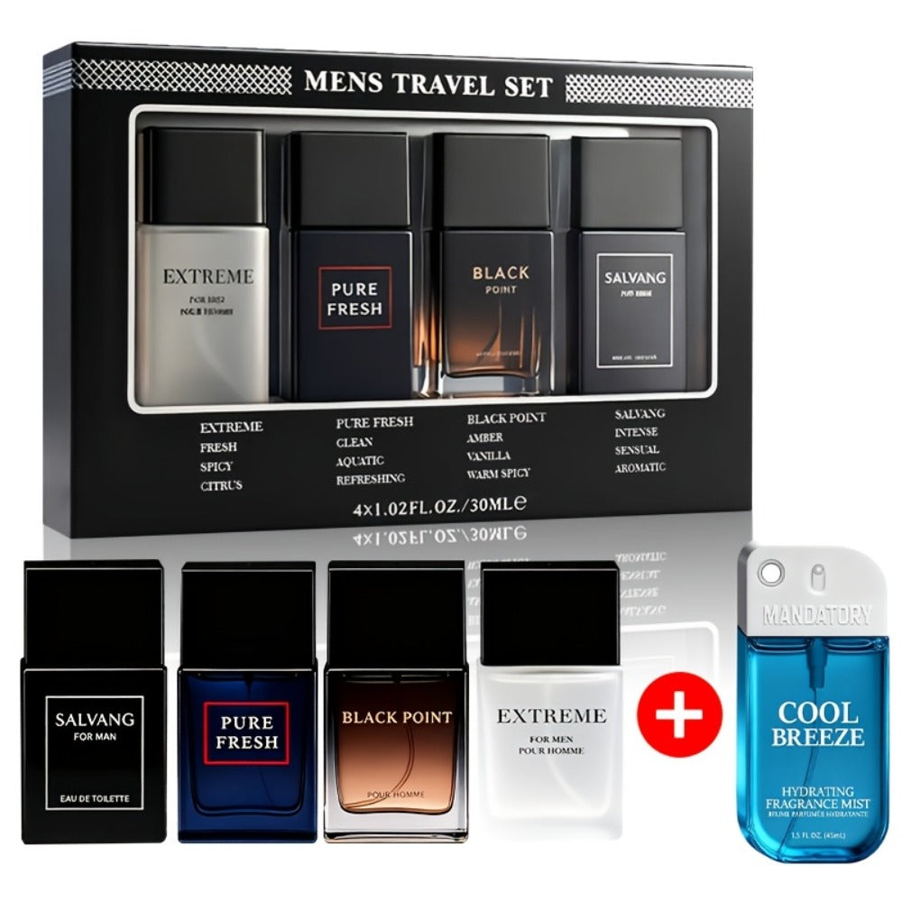Perfume Gift Set for Men with Four 30ml Eau de Parfum Sprays in Black Box and Separate 1.5oz Body Mist — image 5