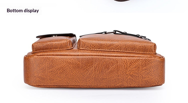 Men's Large Capacity PU Shoulder Bag Retro Business Style