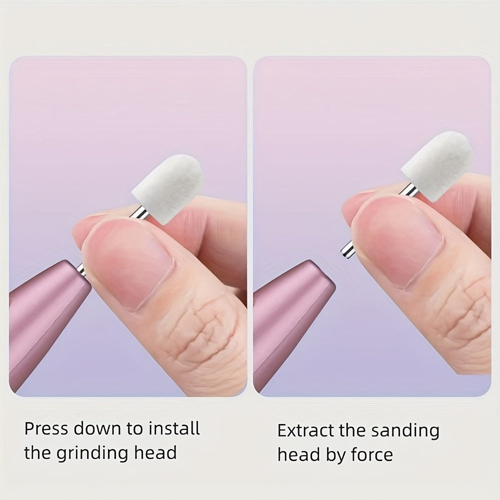 Electric Nail Drill 11-Bit Variable Speed Pen Kit in Pink with Sanding Bands and Compact Controls — image 6