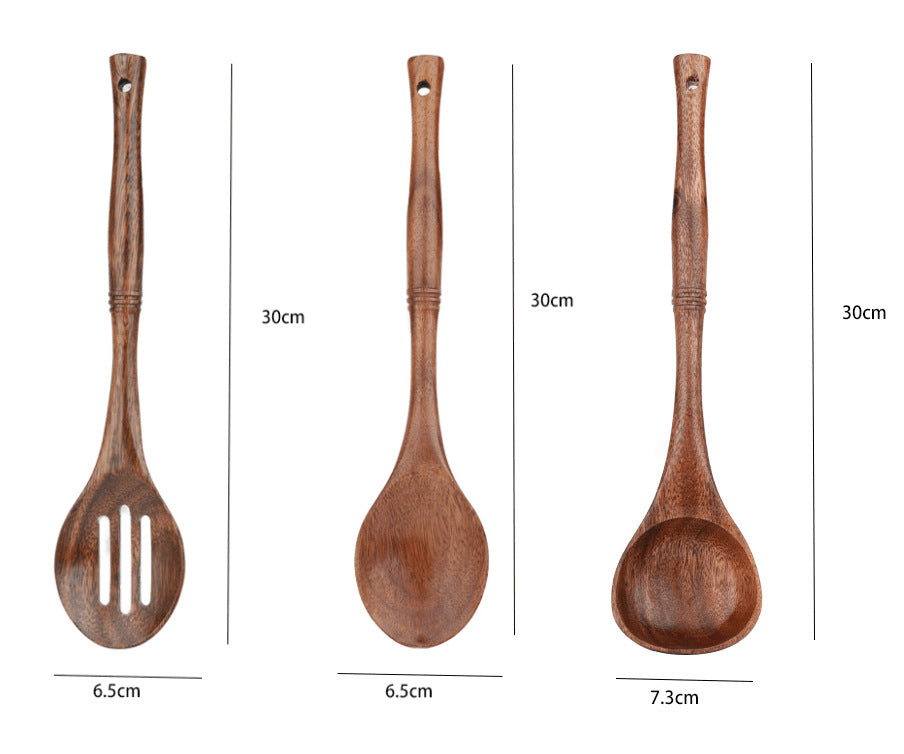 Lengthened Wood Spatula Non-stick Cooking Kitchenware Suit