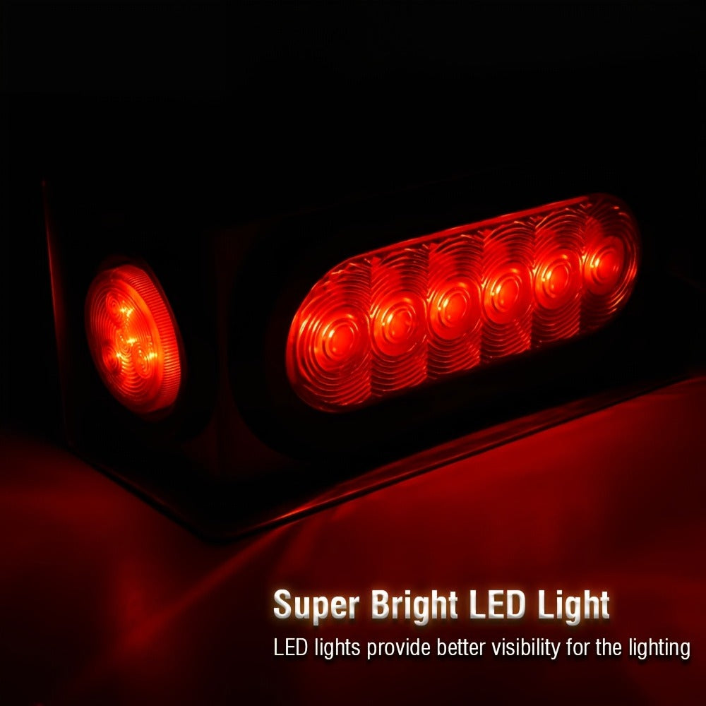 LED Trailer Tail Lights Kit – 6-Inch Oval Rear Lights with Metal Light Box & 2-Inch Amber Round Marker Lights — image 10