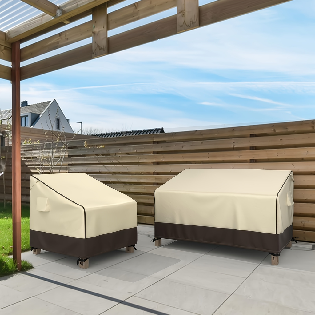 Two-Pack Patio Chair Covers in Beige and Brown with 32- or 35-Inch Width and 36-Inch Height — image 6