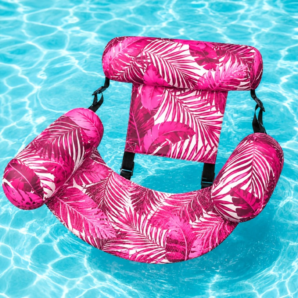 Pool Float Tropical Leaf Lounge Chair with Sling Seat, Inflatable Side Bolsters and Adjustable Headrest — image 8