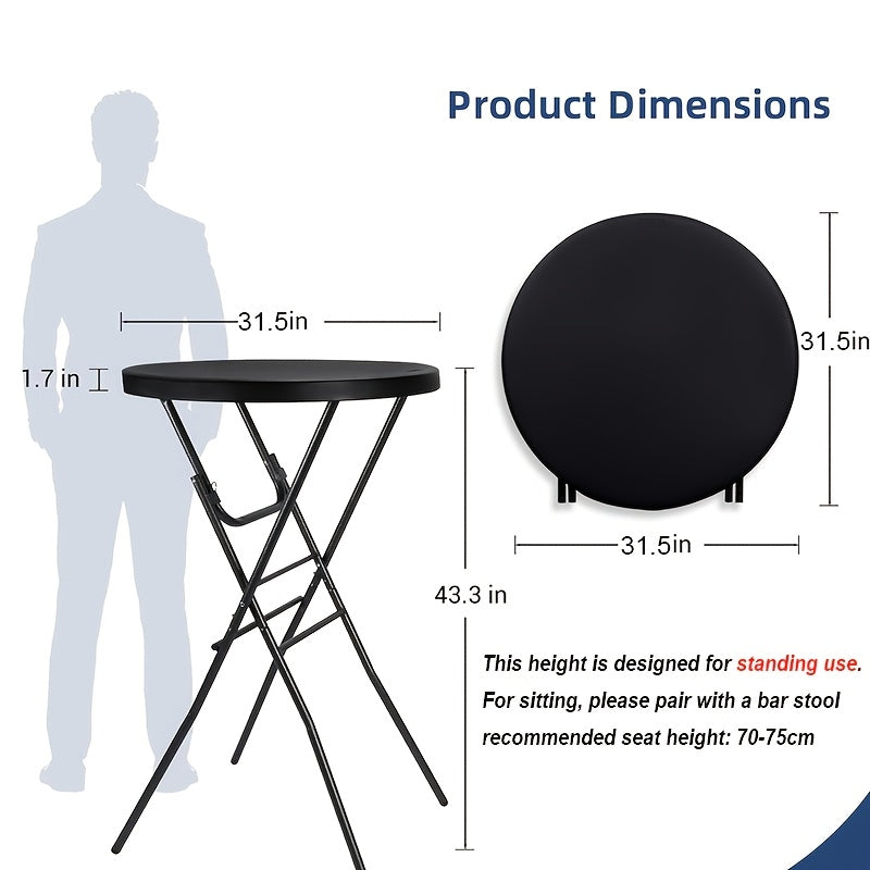 Round Bar-Height Folding Table with 31.5-Inch Top in Black or Black-and-White Two-Piece Set — image 4