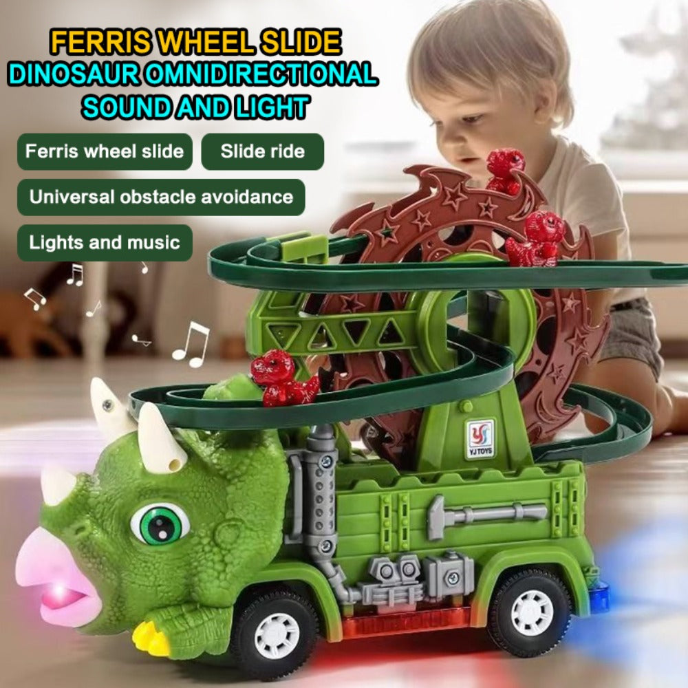 Toddler Dinosaur Track Set Orbital Triceratops Electric Stair Slide Roller Coaster Toy with Music and Lights — image 2