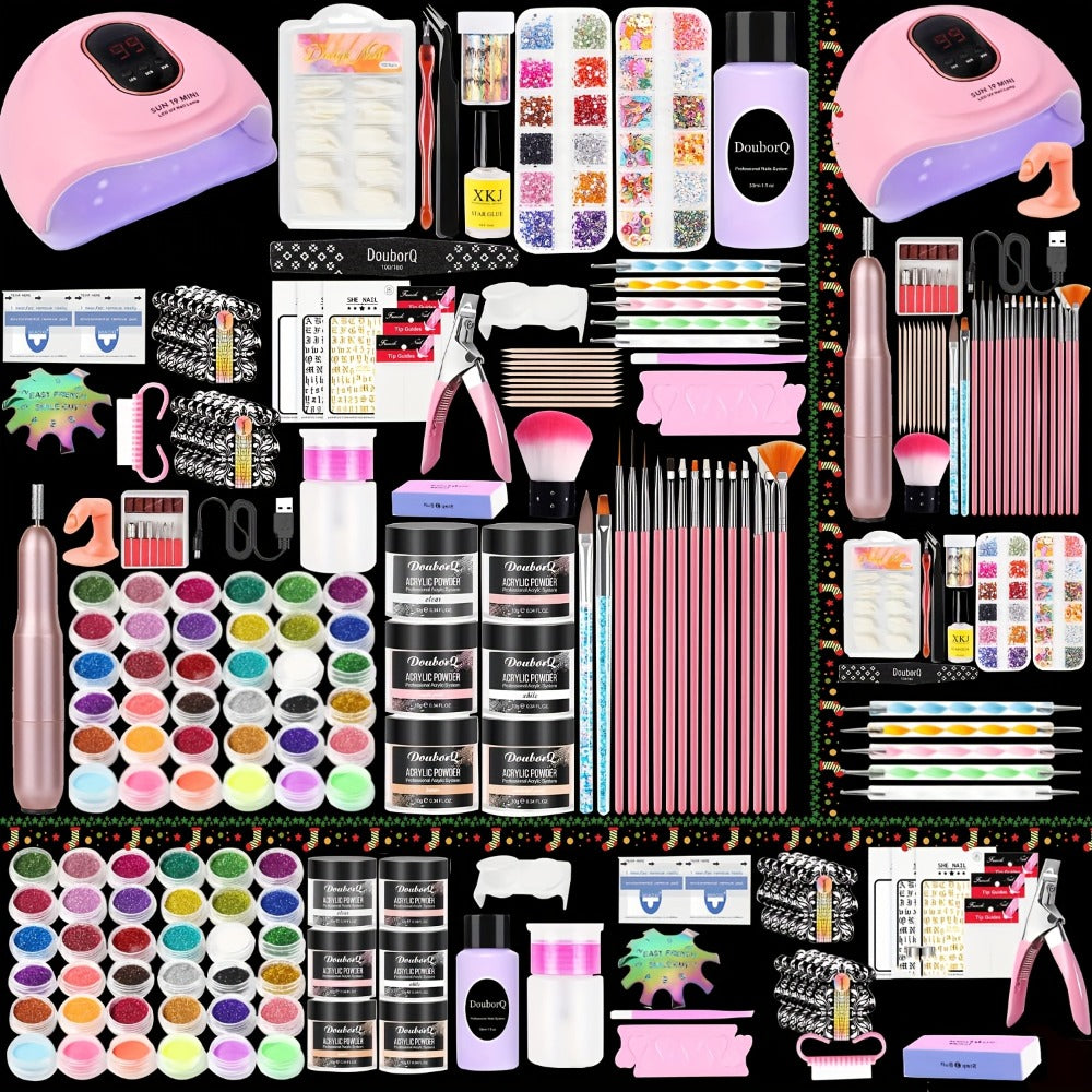 Complete Acrylic Nail Kit with Drill & UV LED Light, Colored Acrylic Powders & All Tools Included — image 1