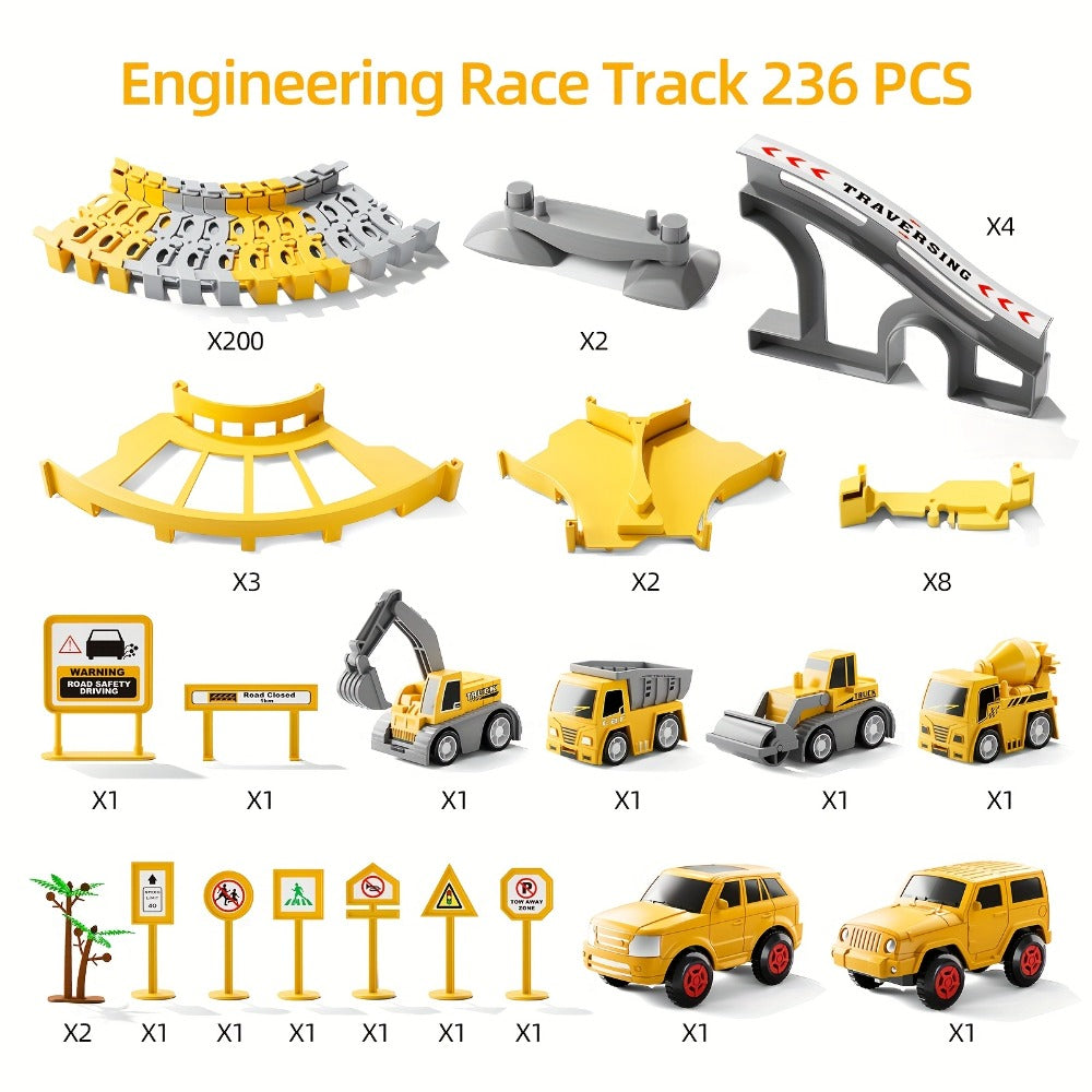 236-Piece STEM Race Track Car Toy Set for Kids Ages 3+, Track Splicing & Racing, Engineering Construction Style — image 3
