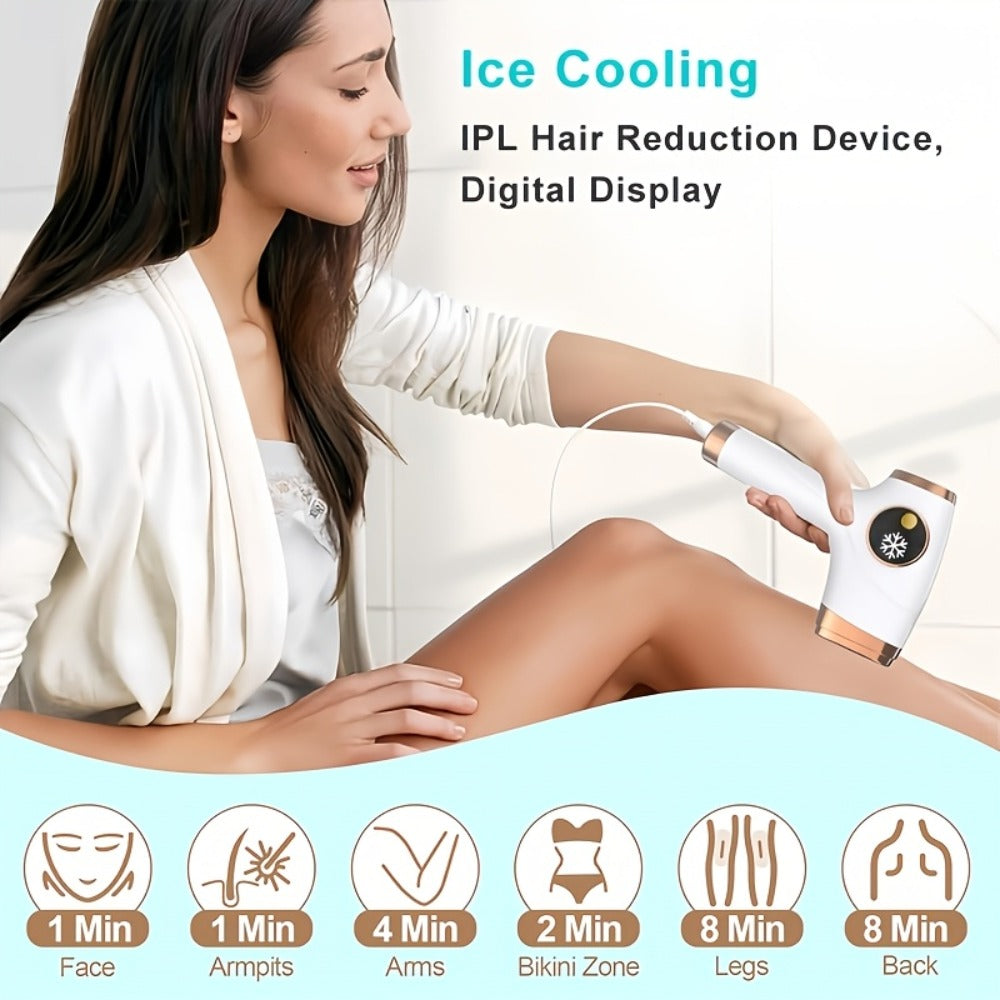 IPL Hair Removal Device Sapphire Ice Cooling Painless 999900 Flashes 9 Modes – At-Home Permanent Hair Reduction for Women Men
