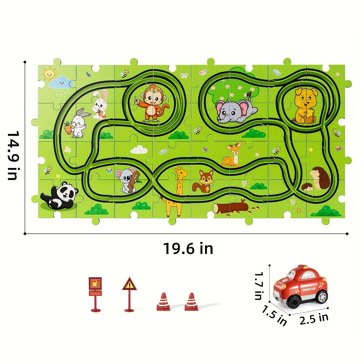 Jigsaw Puzzle Race Track Car Set Toy for Boys Kids, 39 56 73 PCS Flexible Building Track with Toy Cars — image 13