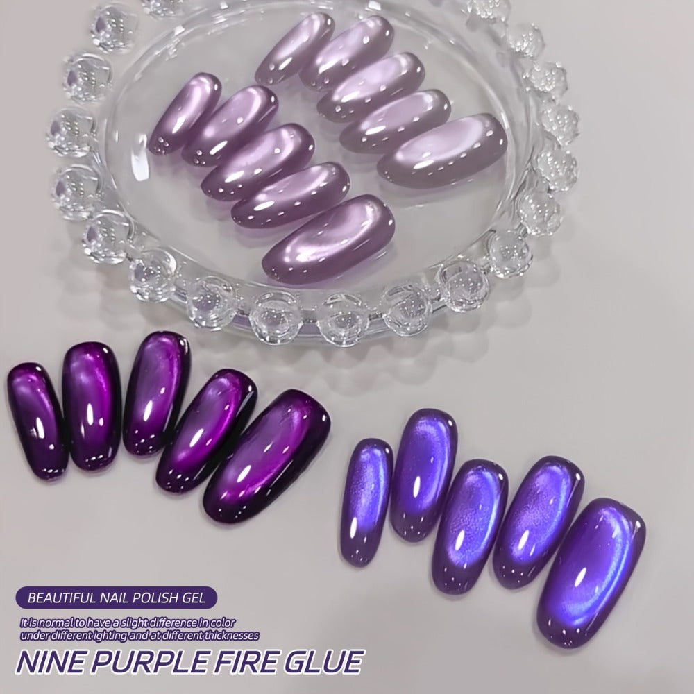 Gel Nail Polish Set with XEIJAYI Label, 4 Purple Iridescent Cat Eye Colors and M130 Gel Shade — image 4