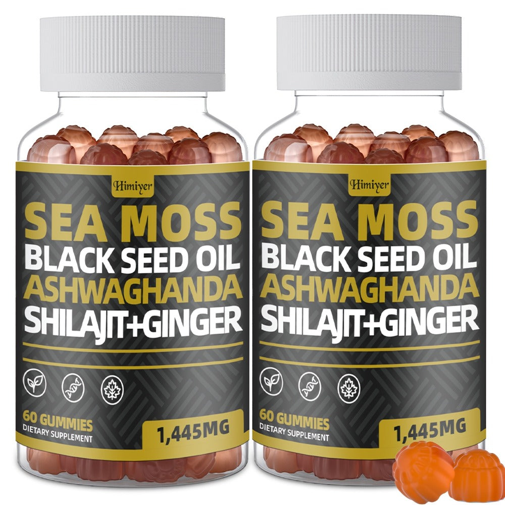 Sea Moss Gummies with Black Seed Oil, Ashwagandha, Shilajit, Elderberry, Chlorophyll, Turmeric & Bladderwrack — image 1