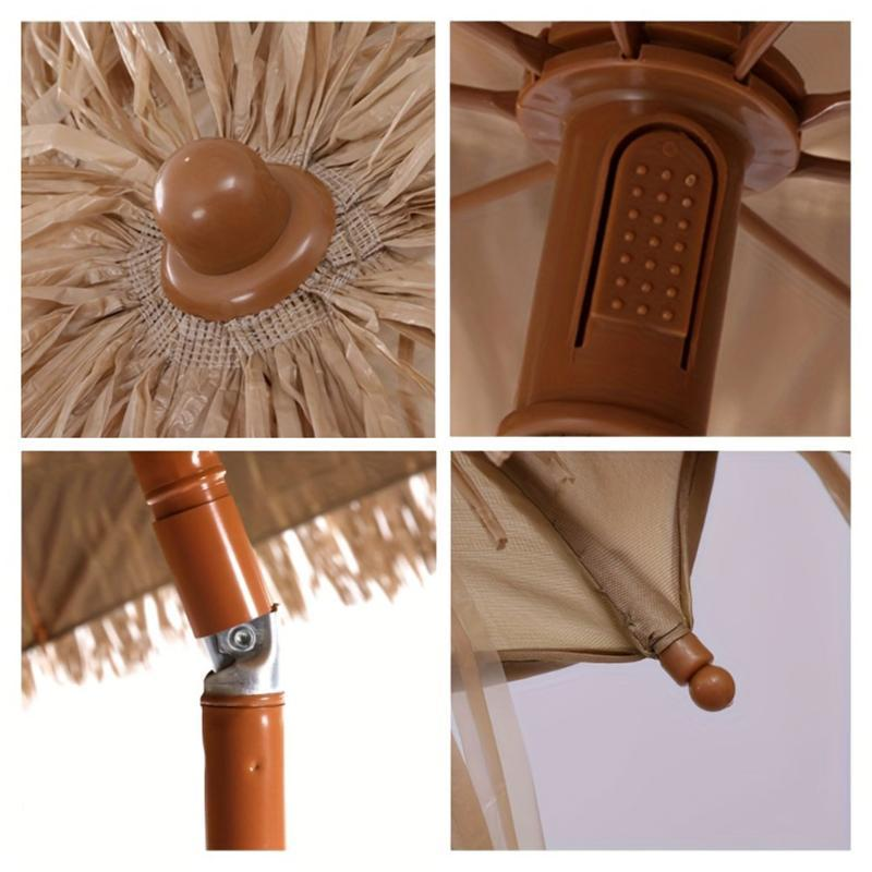 Patio Umbrella 7.5FT Thatch-Style Tiki Design with Steel Pole, Iron Frame, Push Tilt and One-Piece Option — image 14
