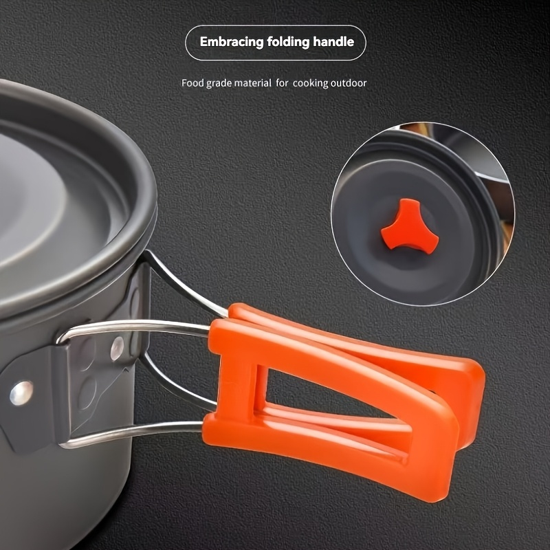Outdoor Camping Cookware Set, Portable Aluminum Alloy Cooking Pot Pan Kettle Kit, for Camping, Travel and Outdoor Use — image