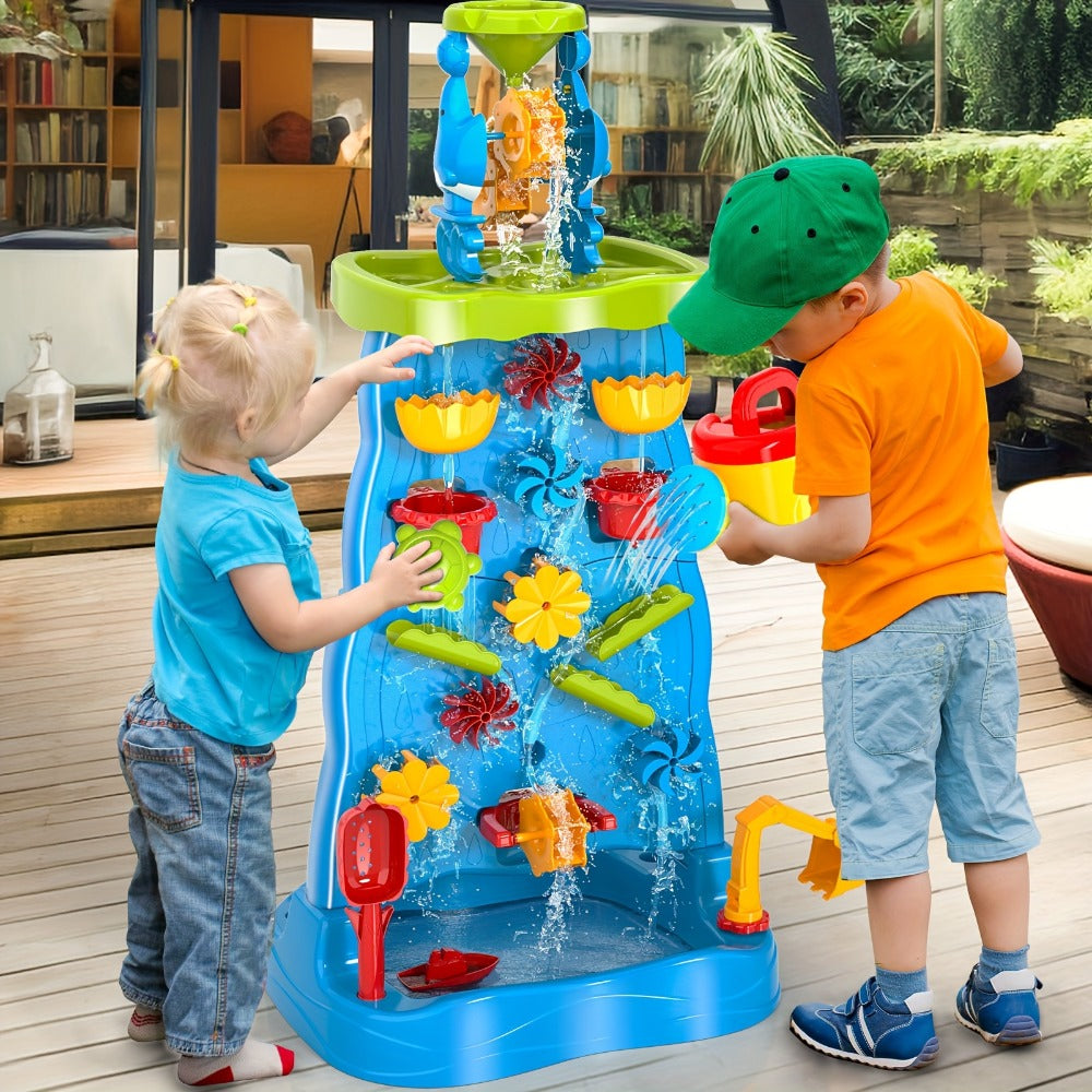 Water Play Table for Kids Double-Sided Waterfall & Beach Sand Zone, Outdoor Sensory Activity Toy for Toddlers Ages 3+ — image