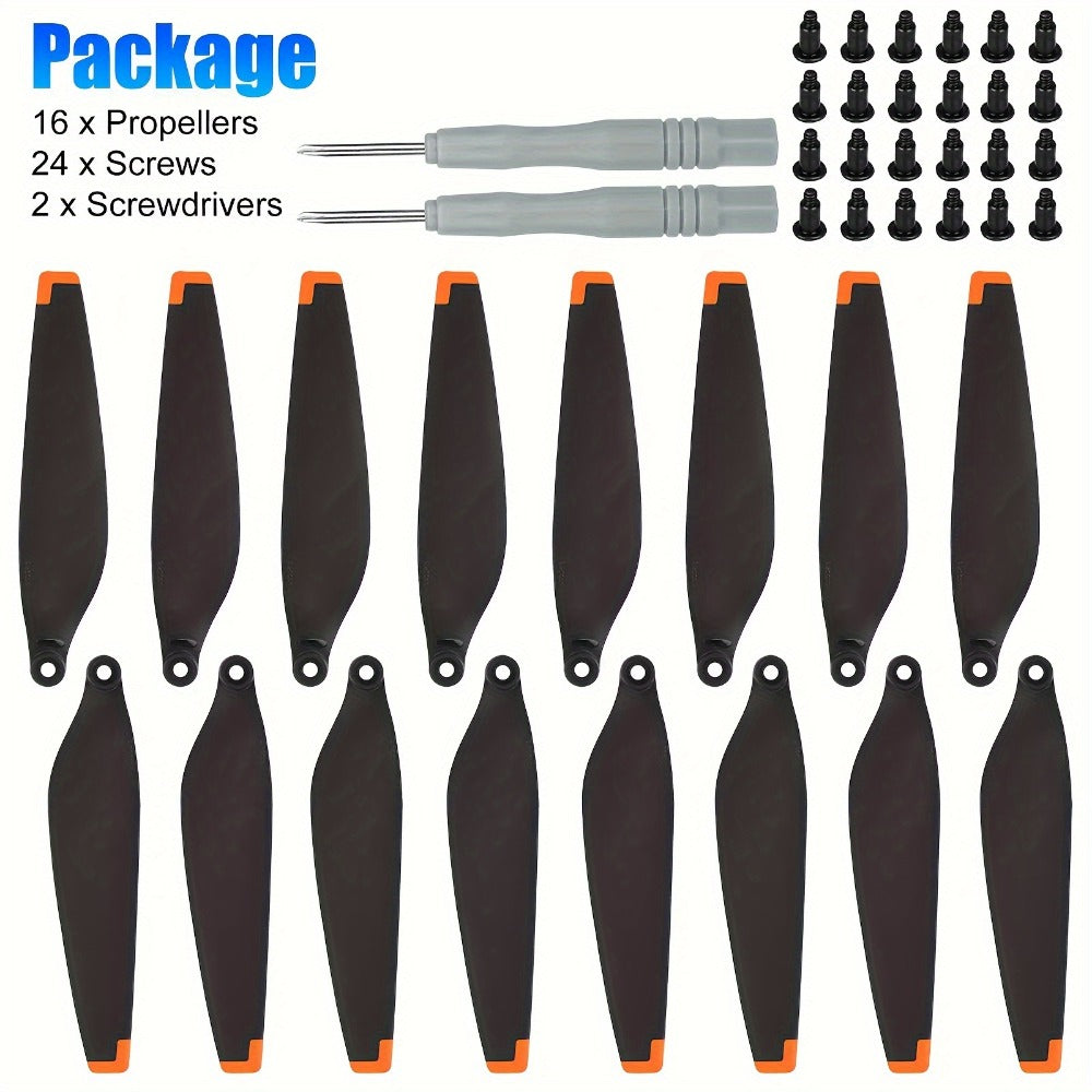 DJI Mini 3 Replacement Propellers 16pcs, Low-Noise Quick-Release Drone Blades Upgrade Kit with Screws & Screwdrivers — image 