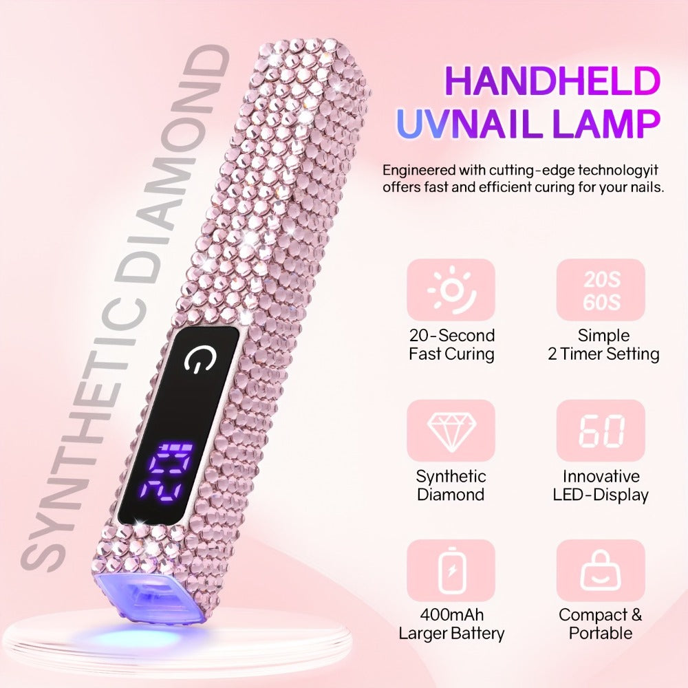 Cordless Nail Lamp Handheld 8X Fast Curing 395nm UV LED Gel Nail Dryer with LCD Touch Screen 20s 60s Timer — image 4