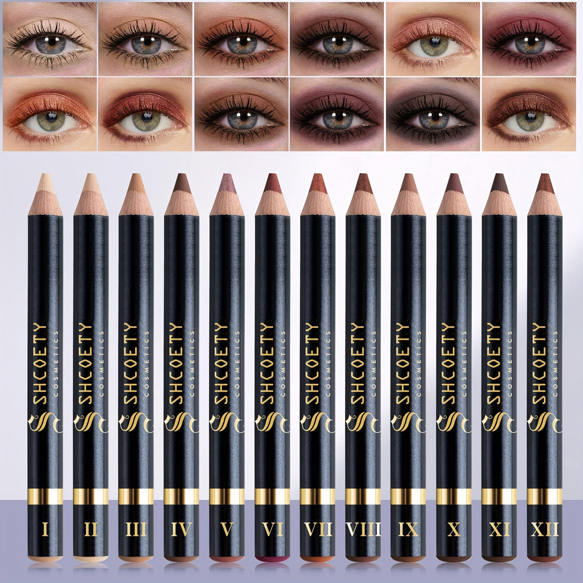 Eyeshadow Pencil Set 12pcs for Women, Matte & Shimmer Thick Stick Foam Eye Shadow Sticks, for Makeup, Travel and Everyday Van