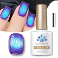 Cat Eye Magnetic Gel Nail Polish 10ml – Blueberry Glitter Purple Blue Glass Bead Sparkling Effect, UV LED Semi-Permanent Gel 