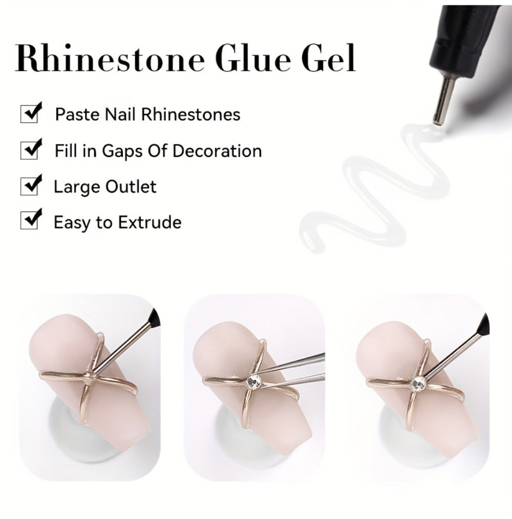 Nail Rhinestone Adhesive Gel 2pcs 0.34oz Clear Sticky Glue for 3D Nail Art Gems Charms Crystals Drill Jewelry — image 18