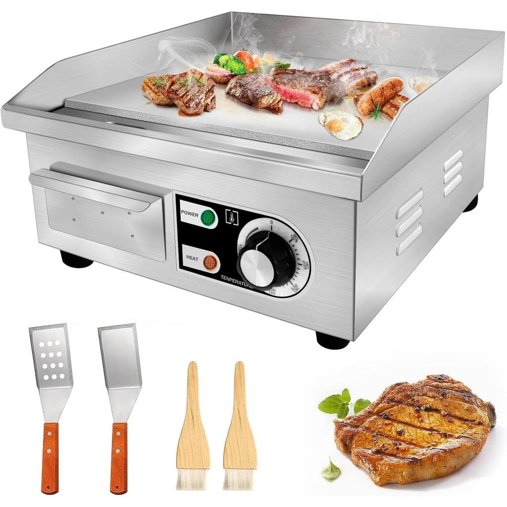 Electric Flat Top Grill 14"/22", Commercial Teppanyaki Griddle, Non-Stick Cast Iron Cooking Surface — image 1