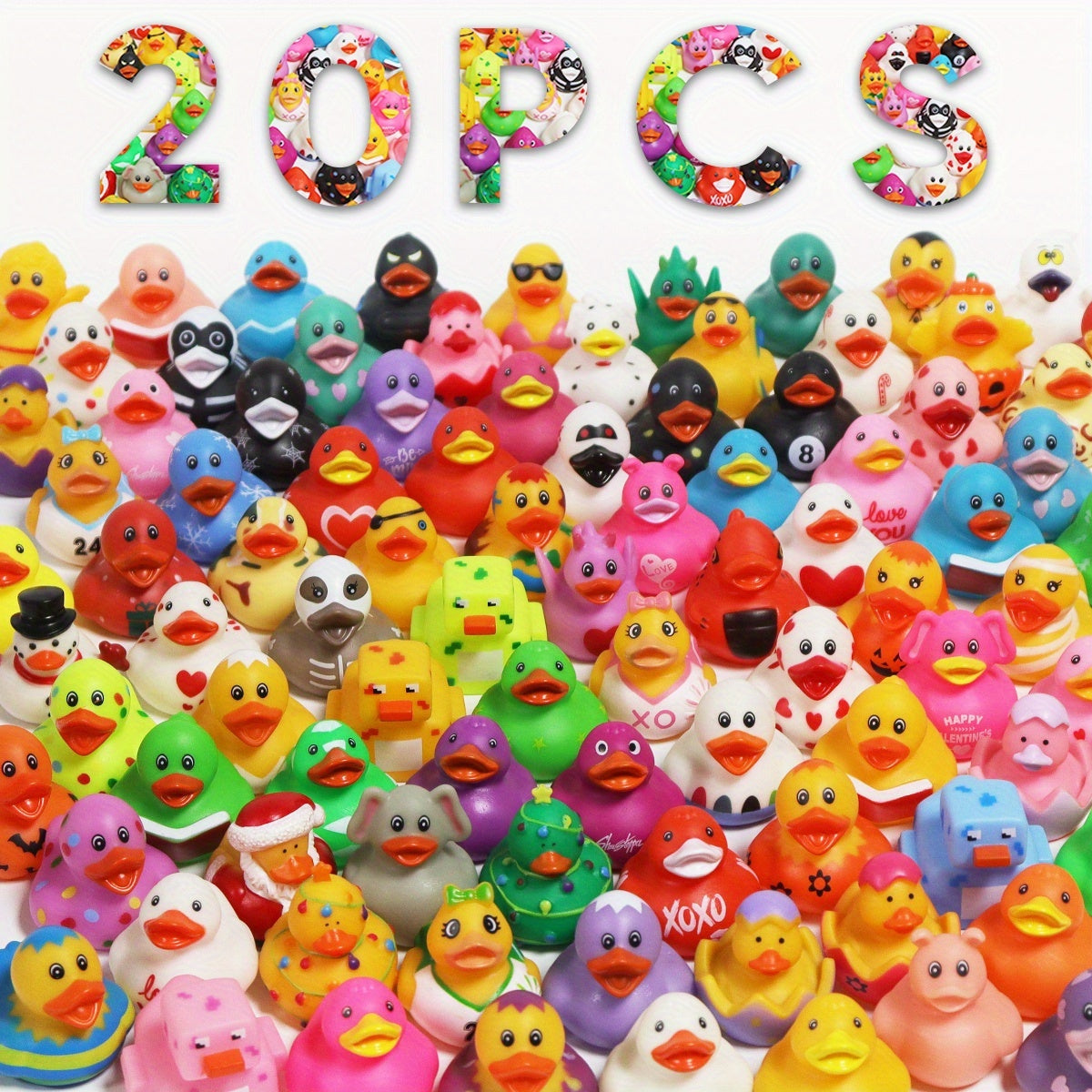 Mini Rubber Ducks Bulk Set, 2" Floating Bath Toy Variety for Kids, Cute Assorted Ducks for Bath Time — image 1