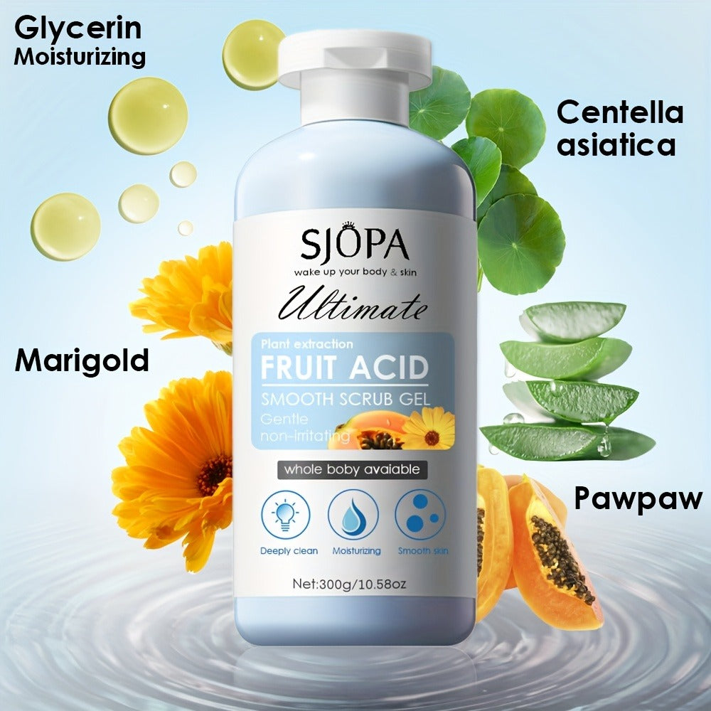 Body Scrub Exfoliating Gel Set 300g with Bath Cloth – Aloe Vera Papaya Chamomile Deep Cleansing Moisturizing Whole Body Scrub