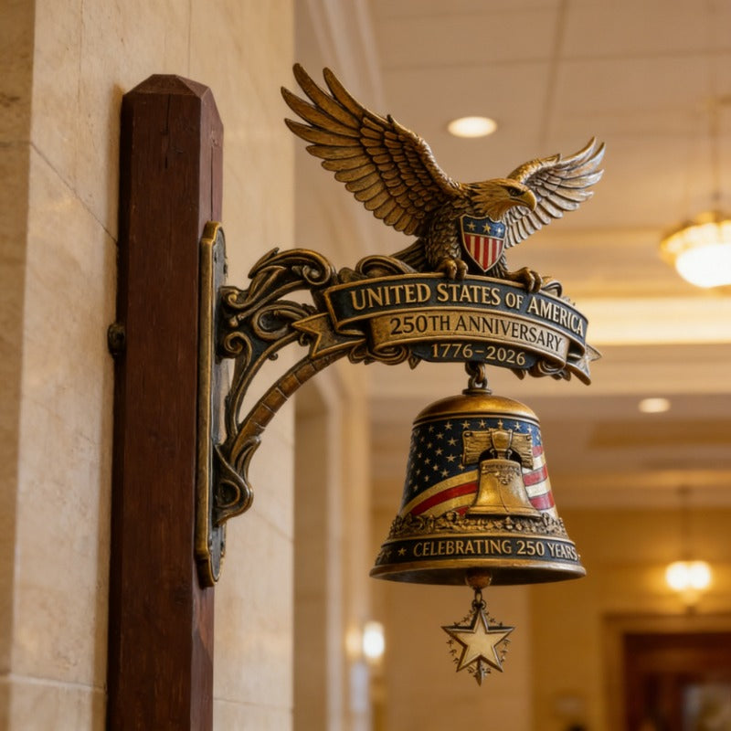 Patriotic Eagle Wind Chime – Vintage Metal Doorbell for Porch & Garden 250th Anniversary — image 2