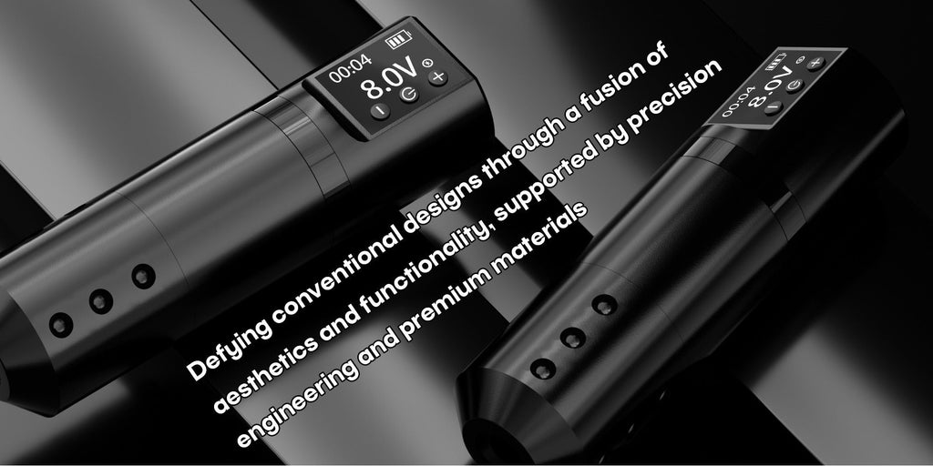Wireless Tattoo Machine Kit Complete - POSEIDON V5 Rotary Pen with LCD Screen 1500mAh for Temporary Body Art, Festivals and C