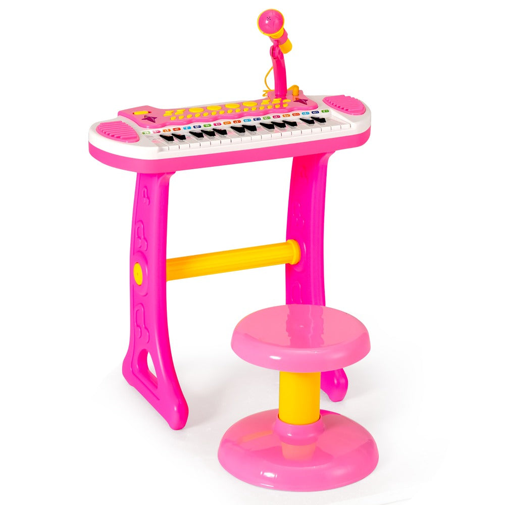 Kids Piano Keyboard Toy 31 Keys with Stool & Adjustable Microphone, Recording & Playback, Light Effects — image 5
