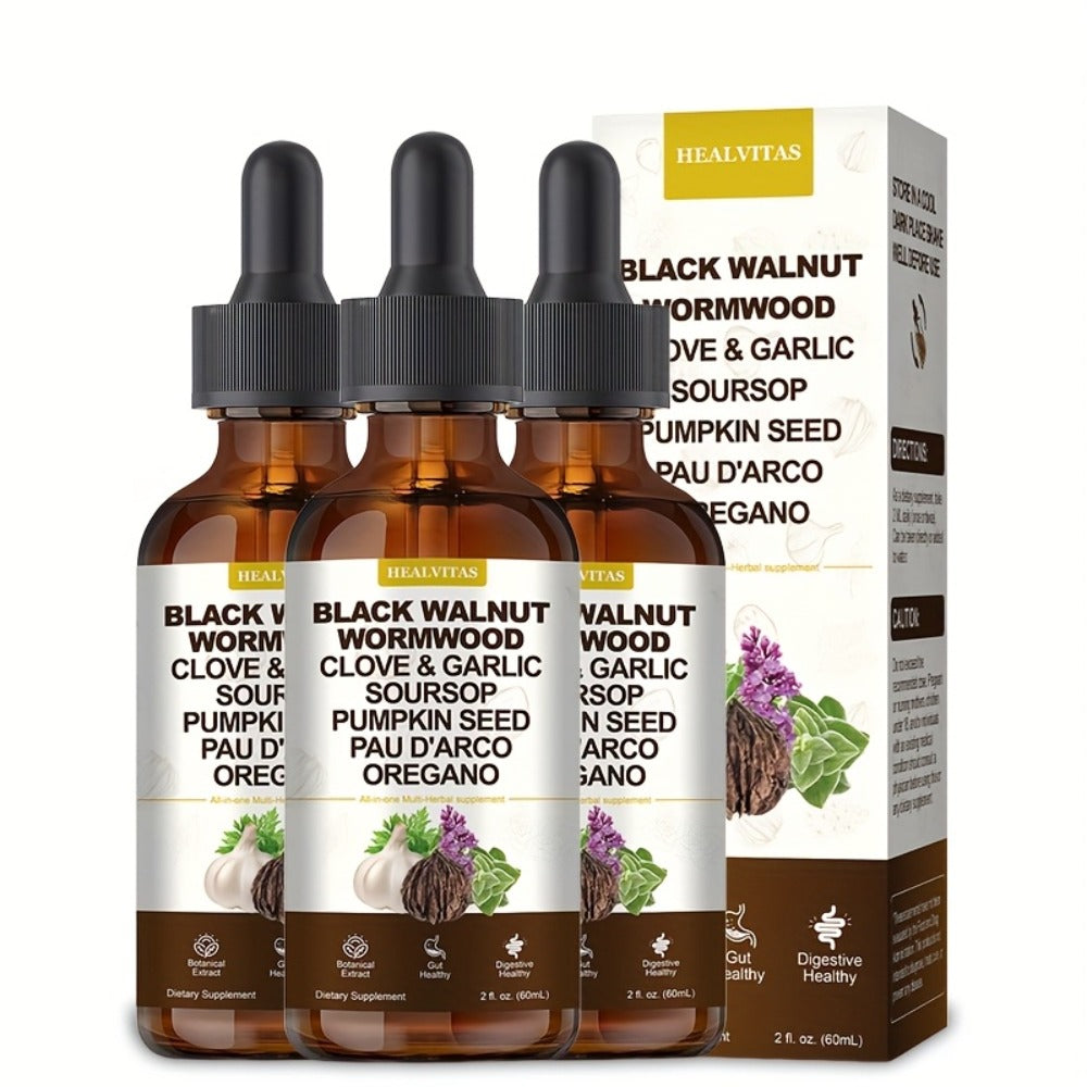Gut Cleanse Herbal Tincture with Black Walnut Wormwood Berberine Soursop Oregano Garlic for Bath Time, Home Spa and Personal 