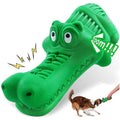 Green Crocodile Plush Dog Chew Toy with Squeaker, Textured Body and Zipper-Style Back Detail — image 1